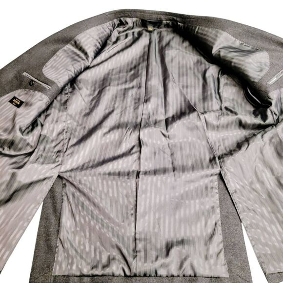 Baroni Couture Silk & Wool Grey Blazer Tan & Blue Flecks Sport Coat Jacket - Picture 4 of 9